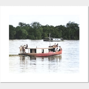 vintage colorized photo of amazon transport boat Posters and Art